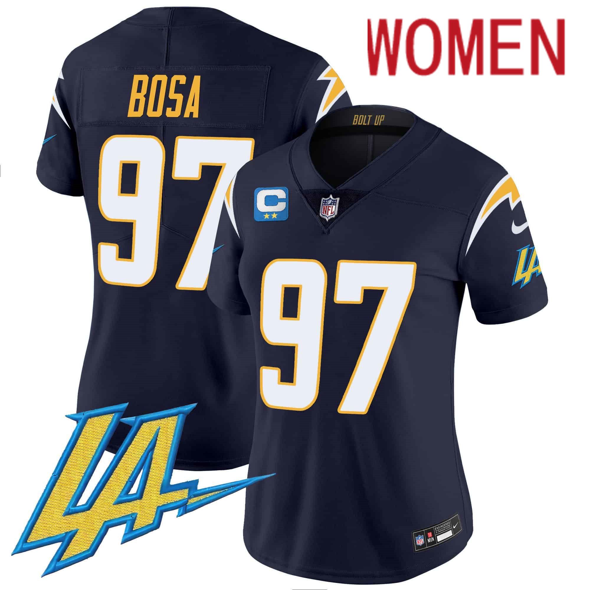 Women Los Angeles Chargers #97 Bosa Drak Blue 2024 Nike Vapor Limited NFL Jersey->women nfl jersey->Women Jersey